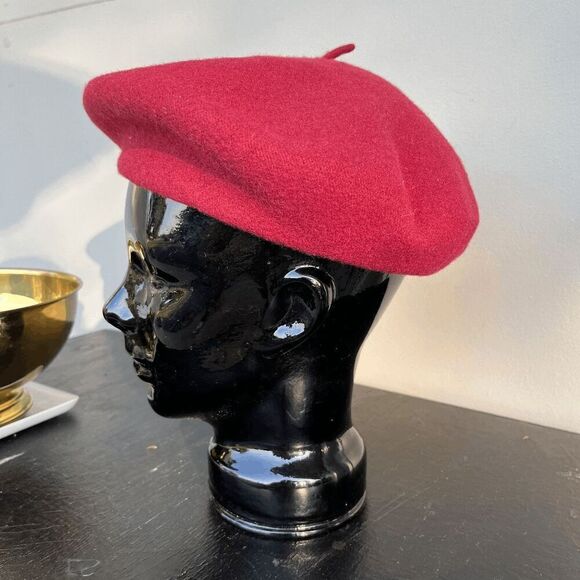 Berry Red Vintage Wool Baret by Contemporary Casuals - French, Clean, Winter - Picture 2 of 7
